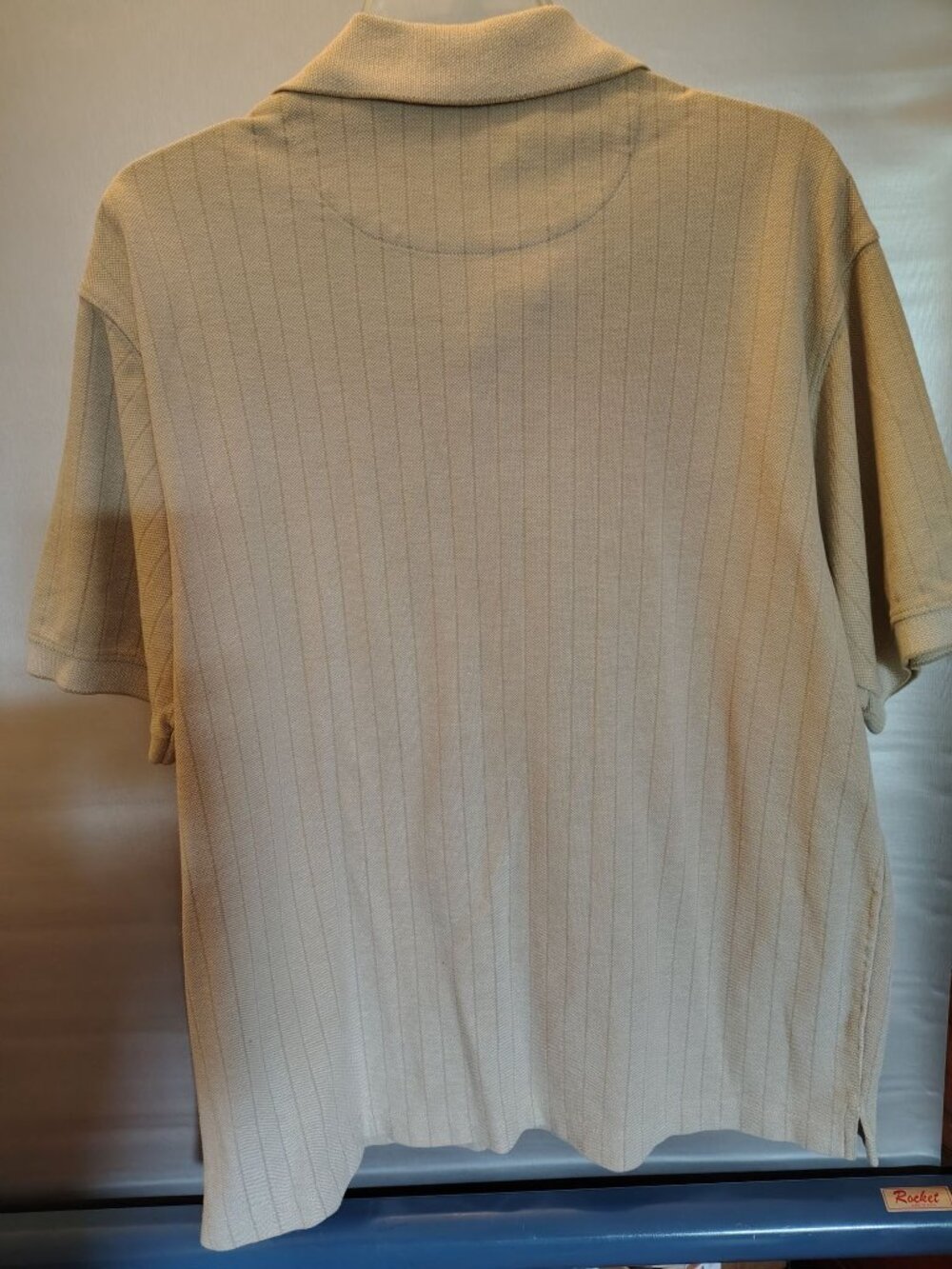 Pierre Cardin Mens Beige Polo Shirt L 60% Cotton 40% Polyester Stripes Short Sle